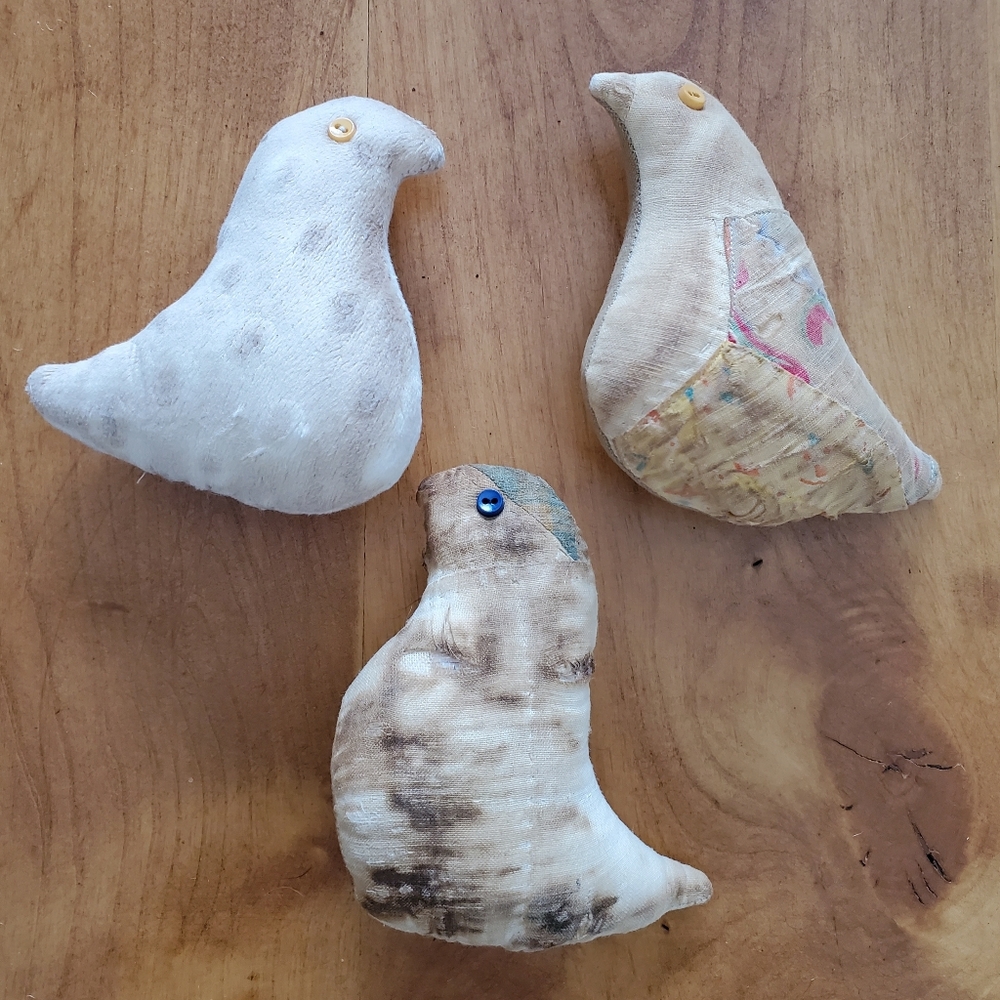 3pc Primitive Easter Chicks Rustic Grungy Fabric Bowl Fillers Handmade Farmhouse